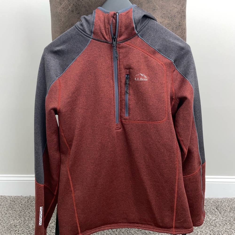 L.L. Bean Maroon and Charcoal Half-Zip Pullover